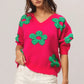 BiBi Pearl Beads Flowers Sweater Top - DAVERRI FASHIONS