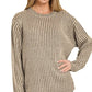 Zenana Curved Hem Two-Tone Ribbed Sweater - DAVERRI FASHIONS