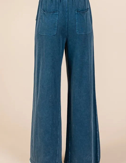 Mittoshop Mineral Wash French Terry Drawstring Wide Leg Pants | Pants Daverri Fashions