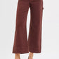 Burgundy RISEN tummy control high-rise crop wide-leg pants with cargo pockets