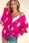 Haptics Daisy Floral Button Down Long Sleeve Cardigan - DAVERRI FASHIONS