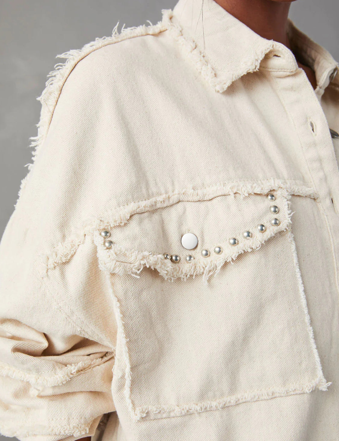 Button Down Raw Hem Denim Jacket | Denim Jackets Daverri Fashions