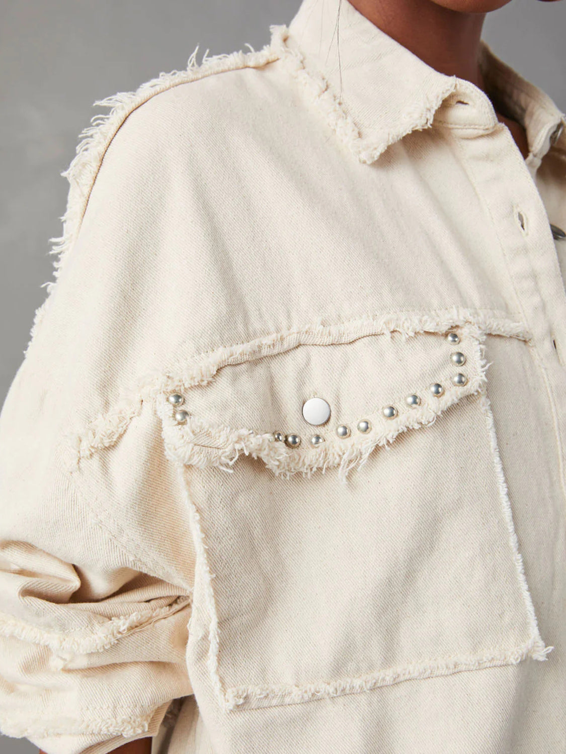 Button Down Raw Hem Denim Jacket | Denim Jackets Daverri Fashions