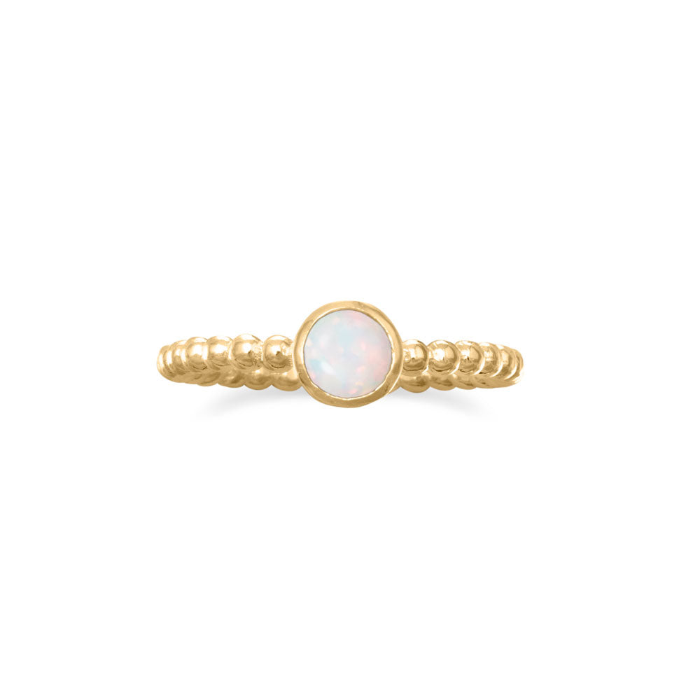 14 Karat Gold Plated Synthetic White Opal Ring Rings