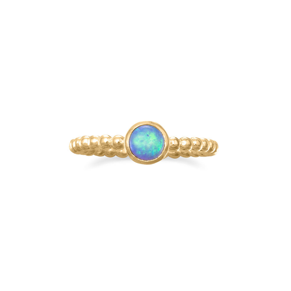 14 Karat Gold Plated Synthetic Blue Opal Ring Rings