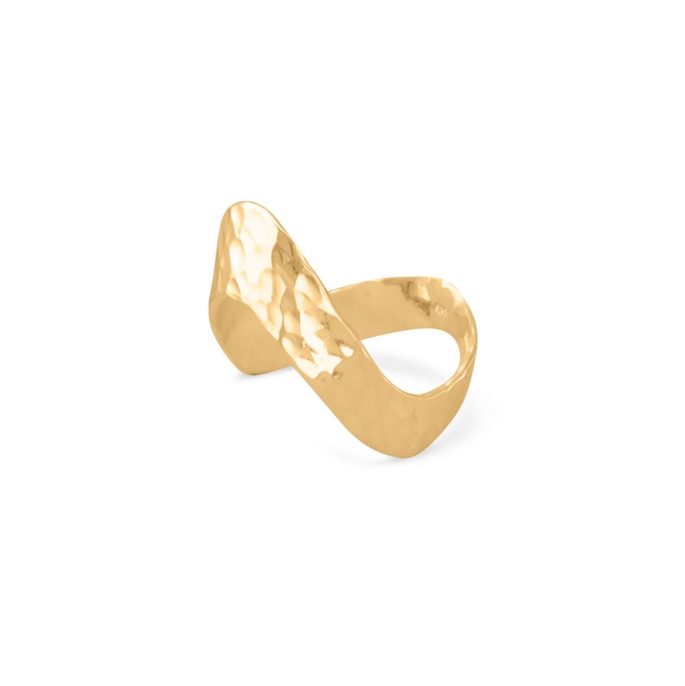 14 Karat Gold Plated Hammered "V" Chevron Ring Rings