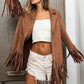 BiBi Single Blazer with Fringed Hem - DAVERRI FASHIONS