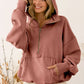 BiBi Stitch Detailed Elastic Hem Half Zip Fleece Hoodie Terracotta - DAVERRI FASHIONS