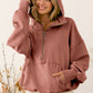 BiBi Stitch Detailed Terracotta Half Zip Fleece Hoodie with Pockets