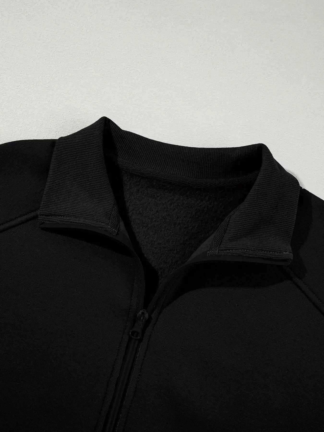 Drop Shoulder Zip Up Jacket and Drawstring Pants Active 2pcs Set - DAVERRI FASHIONS