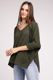 Zenana 3/4 Sleeve Hi-Low Top Shirts & Tops