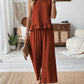 Daverri rust-colored sleeveless ruffle hem tank and wide-leg two-piece set