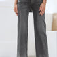 Daverri Fashions Raw Hem Unique Cuffs Straight High Rise Loose Jeans - DAVERRI FASHIONS