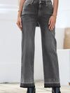 Daverri Fashions Raw Hem Unique Cuffs Straight High Rise Loose Jeans - DAVERRI FASHIONS