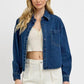 RISEN Button Up Long Sleeve Denim Shacket Dark