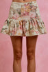 SO ME floral print fit and flare mini skirt in pastel pink cream