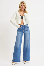 MEDIUM RISEN Full Size High Rise Wide Leg Jeans Plus Size | Jeans Daverri Fashions