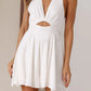 Daverri cutout halter neck mini dress with deep v-cut and waist cutout