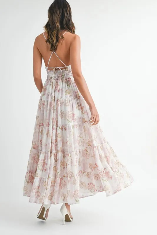 MABLE Floral Print Tiered Cami Maxi Dress Cami Dresses
