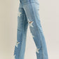 Judy Blue Full Size High Waist Rigid Magic Star Shaped Destroy 90's Straight Jeans Plus Size - DAVERRI FASHIONS