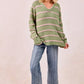 BiBi Striped Long Sleeve Sweater - DAVERRI FASHIONS