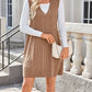 Lovelet Cable Knit V-Neck Mini Sweater Overall Dress - DAVERRI FASHIONS