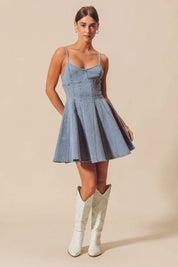 SO ME A Line Fit and Flare Denim Mini Dress | Daverri Fashions