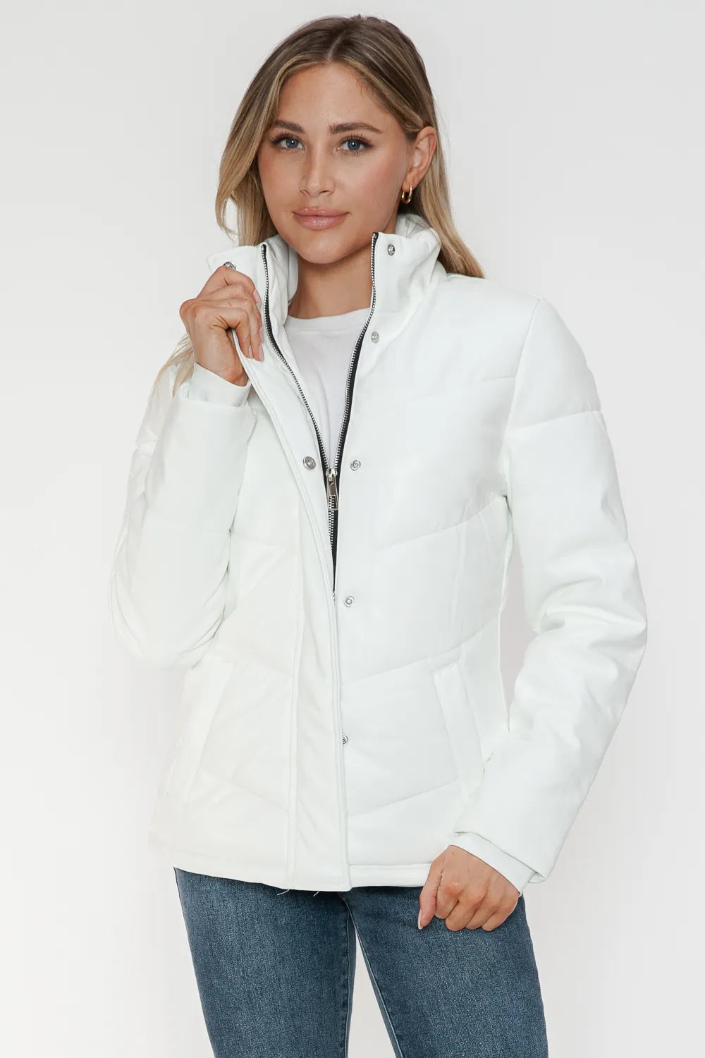 Snobbish Pocketed Zip Up Turtleneck Puffer Jacket Jackets