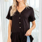 Heimish Full Size Ruffled V-Neck Short Sleeve Blouse Plus Size Blouses