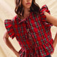 SO ME Christmas Holiday Plaid Ruffled Quilt Vest Top - DAVERRI FASHIONS