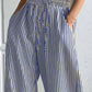 Daverri striped high-waisted wide-leg pants, blue white vertical stripes