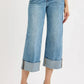 RISEN Full Size Tummy Control High Rise Ankle Wide Cuffed Jeans - DAVERRI FASHIONS