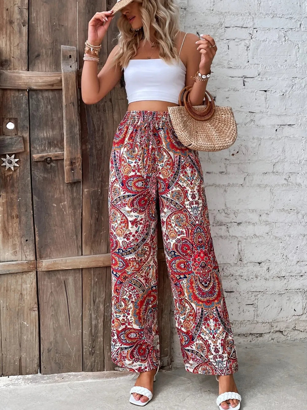 Printed Wide Leg Pants | Pants Daverri Fashions