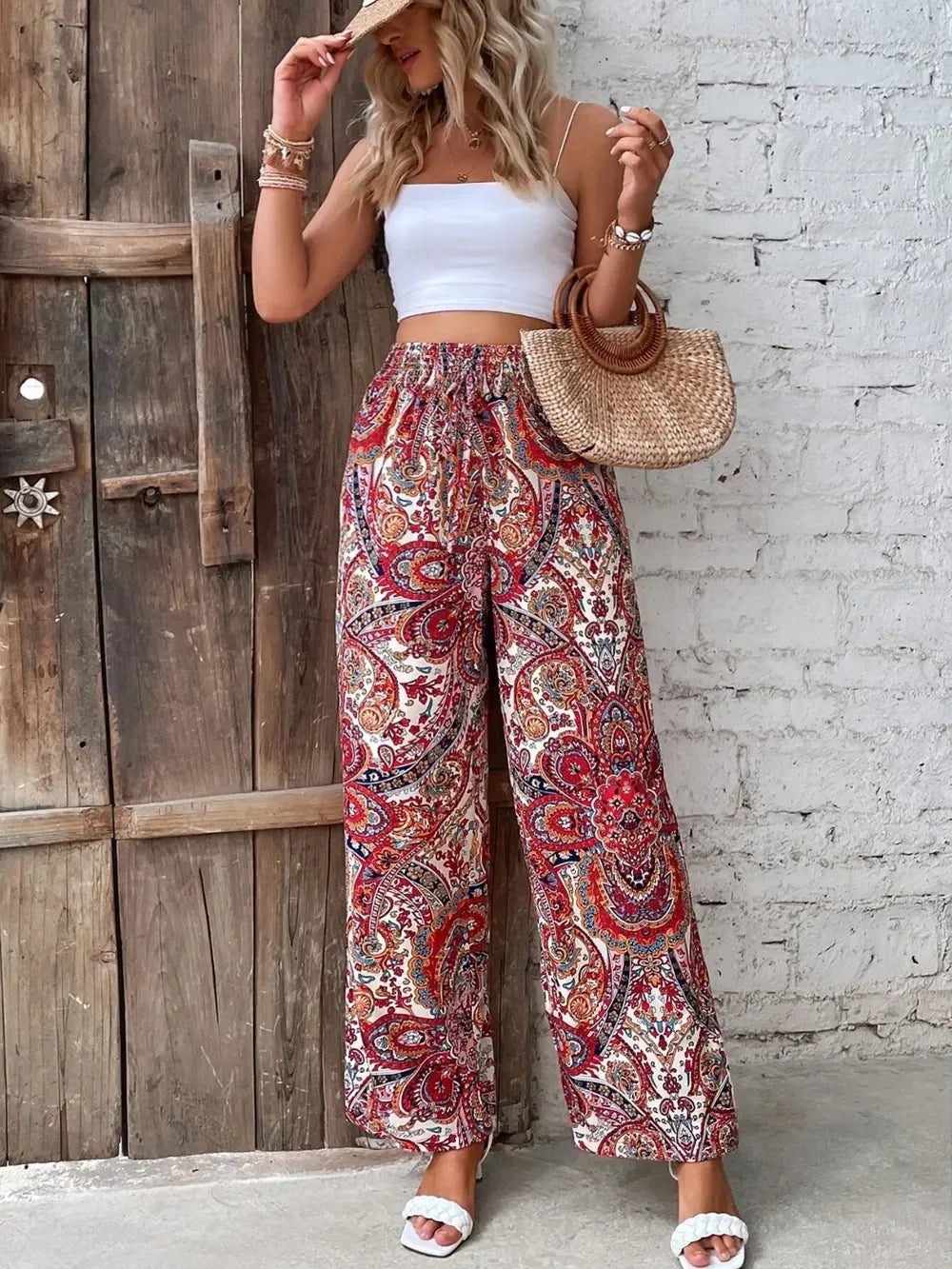 Printed Wide Leg Pants - DAVERRI FASHIONS