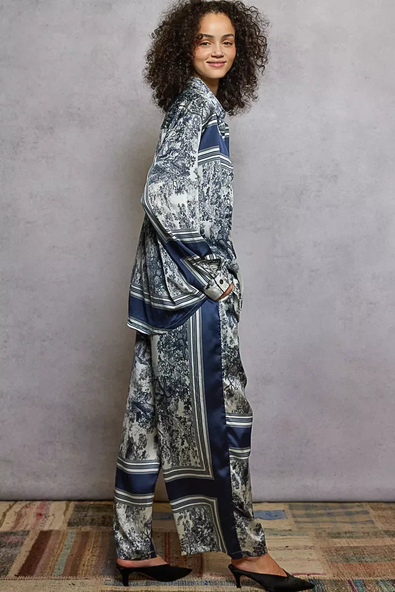 POL Floral Printed Woven Wide Leg Drawstring Pants - DAVERRI FASHIONS