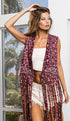BiBi Fringe Detail Leopard Vest with Star Stud PINK LEOPARD
