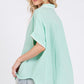 SAGE+FIG Boho Contrast Zigzag Trim Gauze Button-Up Shirt Shirts