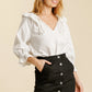 Umgee Linen Blend Button Down Skirt with Pockets Black Skirts