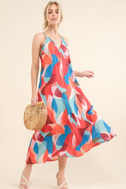 Blue Multi And the Why Printed Crisscross Back Cami Dress | Cami Dresses Daverri Fashions