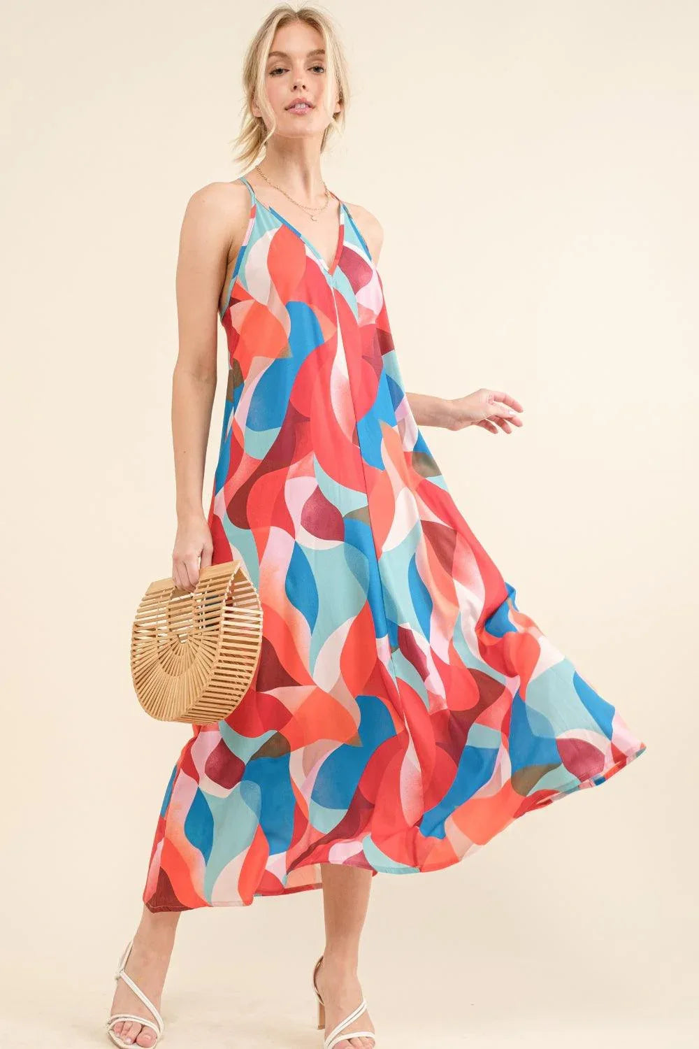 And the Why Printed Crisscross Back Cami Dress - DAVERRI FASHIONS