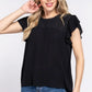 ACTIVE BASIC Ruffle Short Sleeve Crochet Blouse - DAVERRI FASHIONS