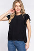ACTIVE BASIC Ruffle Short Sleeve Crochet Blouse - DAVERRI FASHIONS
