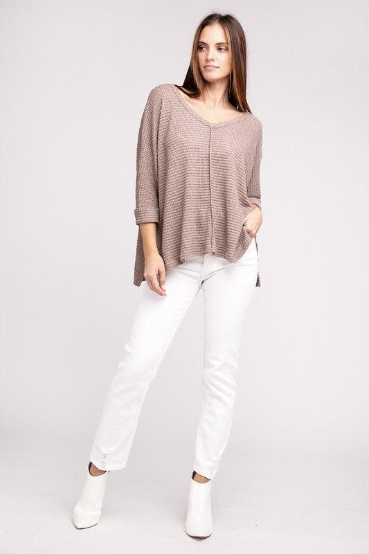 Zenana 3/4 Sleeve Hi-Low Top Shirts & Tops