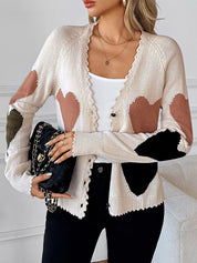 Heart Pattern Button-Up Cardigan | Cardigans Daverri Fashions