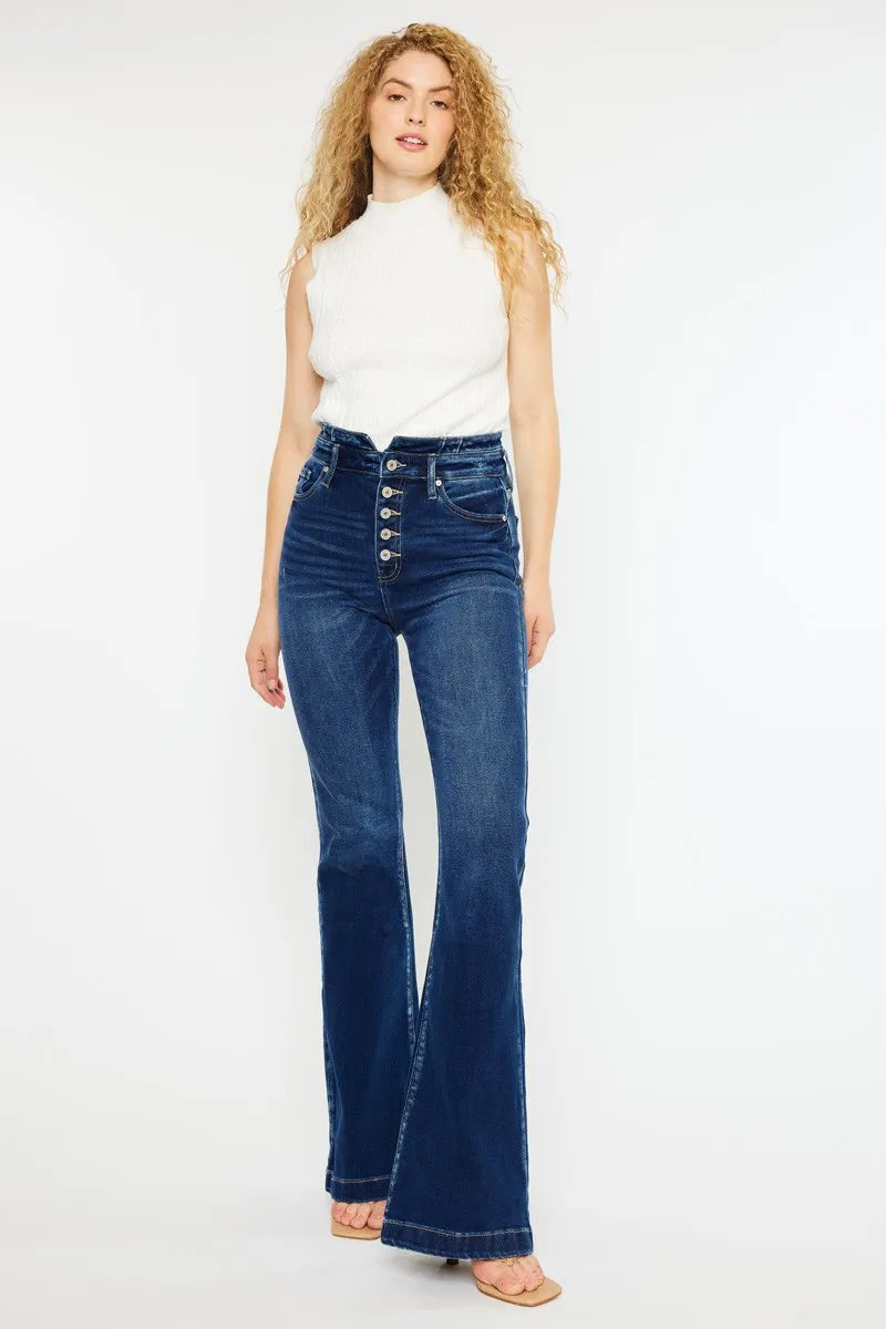 Kancan Button Fly High Rise Flare Jeans Jeans