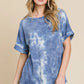BOMBOM Tie-Dye Round Neck Short Sleeve T-Shirt