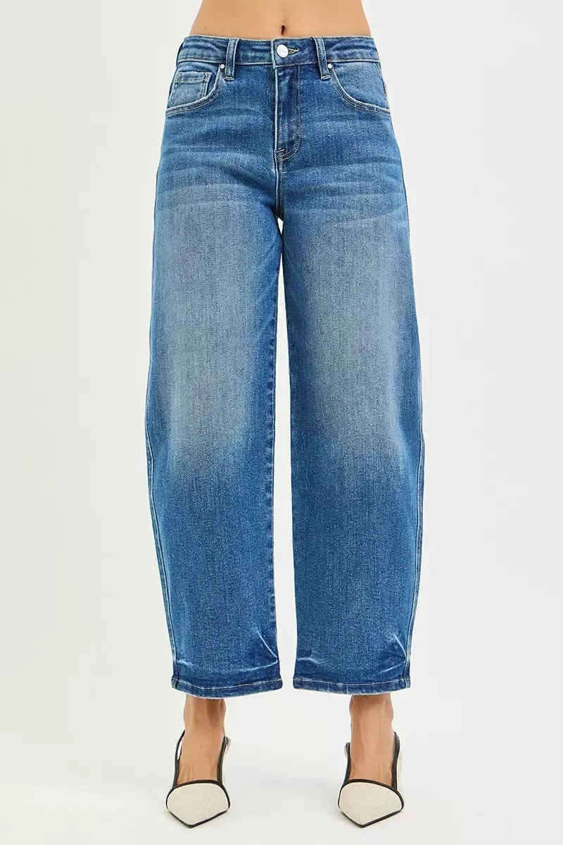 RISEN Slouchy Cropped Barrel Jeans - DAVERRI FASHIONS