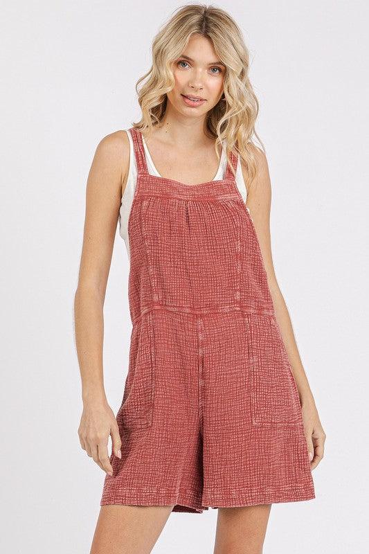 Mittoshop Textured Knotted Wide Strap Overalls DK MAUVE L Shortalls