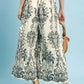 Umgee Border Print Wide Leg Pants in cream with black botanical paisley