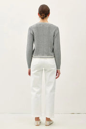 Be Cool Cable Knit Long Sleeve Contrast Edge Cardigan | Cardigans Daverri Fashions